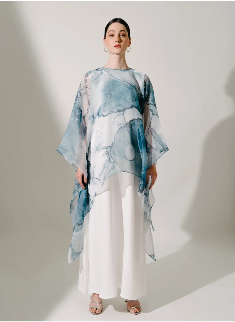 Hadiyath Al Madinah Blue Organza Kaftan - HM