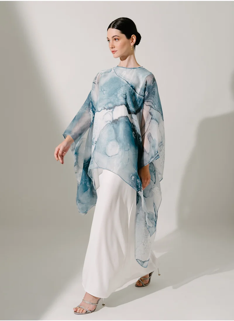Hadiyath Al Madinah Blue Organza Kaftan - HM