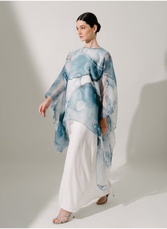 Hadiyath Al Madinah Blue Organza Kaftan - HM  - Image 2
