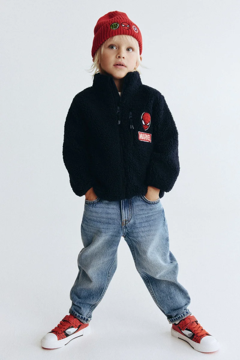 H&M Appliquéd teddy jacket