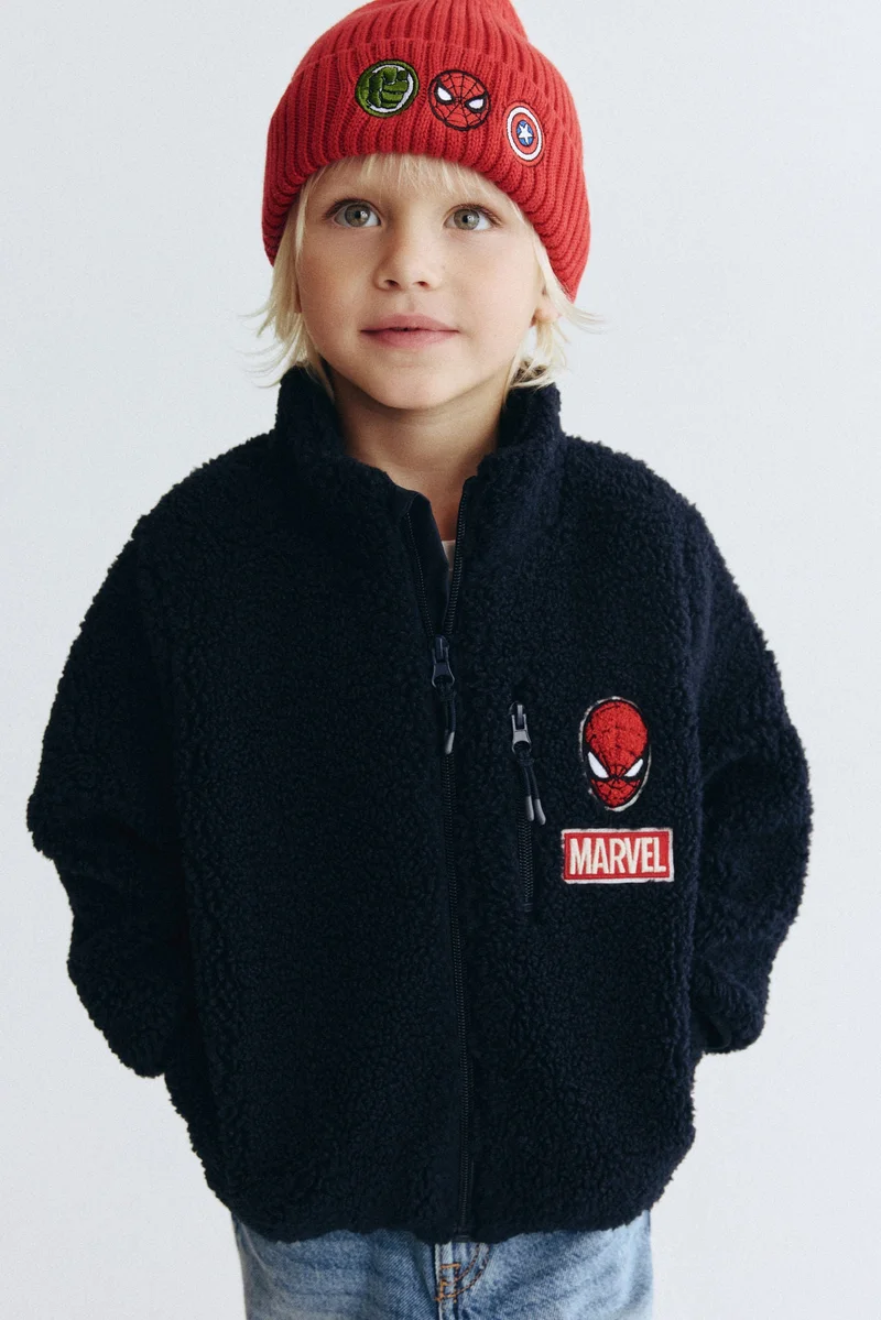 H&M Appliquéd teddy jacket