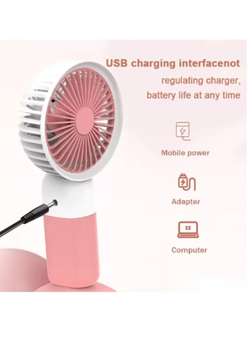 ماركة غير محددة - مروحة صغيرة محمولة USB قابلة للشحن، مروحة كهربائية صغيرة لطيفة بقدرة 5000 مللي أمبير في الساعة للمدرسة مع حامل هاتف، B399-10 بني - Image 1