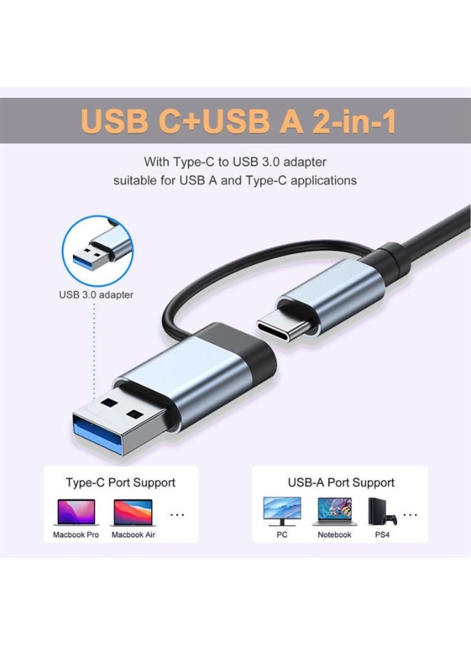 موزع USB-C من الألومنيوم 5 في 1 مع قارئ بطاقة ذاكرة و3 منافذ USB 3.0، لأجهزة الكمبيوتر الشخصية وأجهزة الكمبيوتر المحمولة وأجهزة MacBook Pro/Air وiMac Pro وSurface والكمبيوتر اللوحي  - Image 3