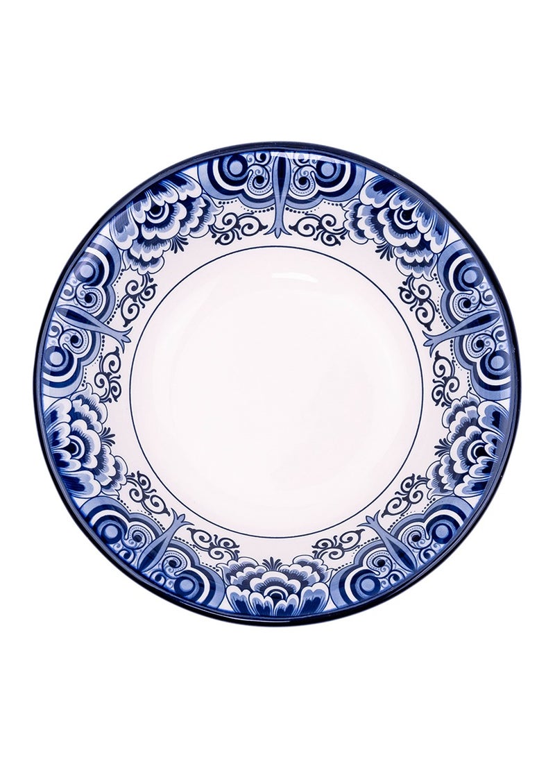 Claytan Lighthouse Distinct Floral Pattern Blue 6-Inch Ceramic Cereal Bowl, Blue & White (set of 1) - Image 3