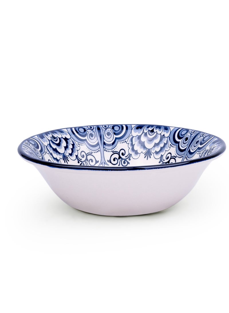 Claytan Lighthouse Distinct Floral Pattern Blue 6-Inch Ceramic Cereal Bowl, Blue & White (set of 1) - Image 1