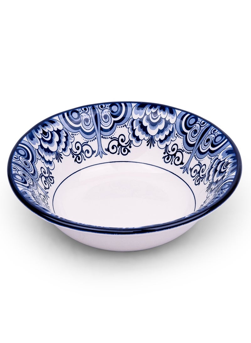 Claytan Lighthouse Distinct Floral Pattern Blue 6-Inch Ceramic Cereal Bowl, Blue & White (set of 1) - Image 2