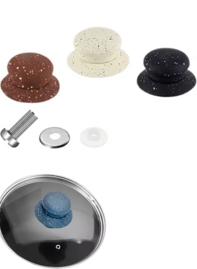 مقبض بديل لأغطية الحلل والطناجر ومقابض غطاء الأواني الحرارية، طقم 5 قطع مقبض غطاء قابل للاستبدال مناسب لأغطية الحلة والصواني والطاسات والقدور وأواني الطهي الزجاجية والمعدنية، مقبض غطاء مقاوم للحرارة وسهل التركيب، بديل مثالي لأغطية الكروك بوت والقدر البطيء وأغطية الكسرولة والصوص بان، مقبض متين مانع للانزلاق لراحة وأمان المطبخ - Image 1