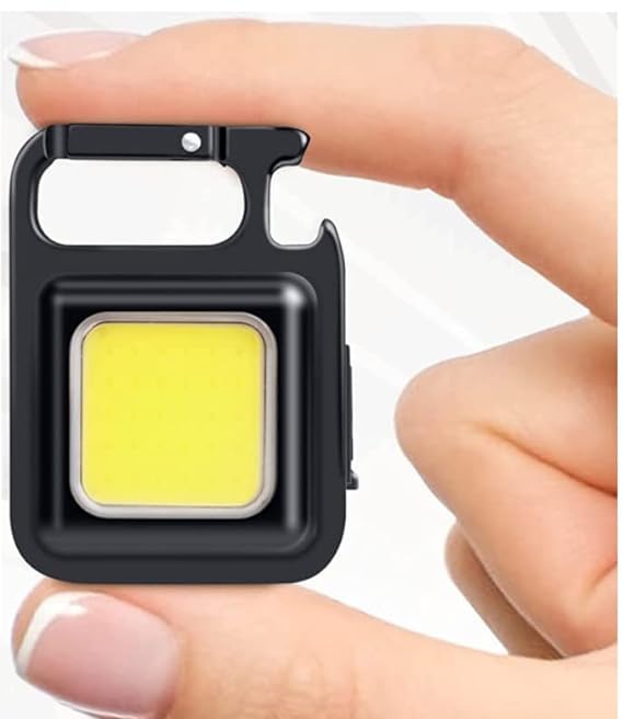 VDHJA VDHJA LED Mini COB Flashlight Key Chain with Bottle Opener Magnetic Base and Folding Bracket Mini COB 1000 Lumens Rechargeable Emergency Light Square  - Image 1