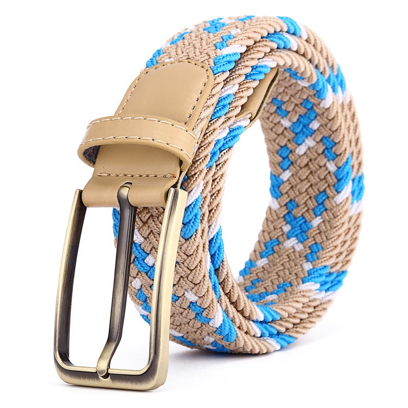 Unisex Elastic Woven Belt 39 Colors Alloy Buckle A- 264 beige bordeaux green - Image 2