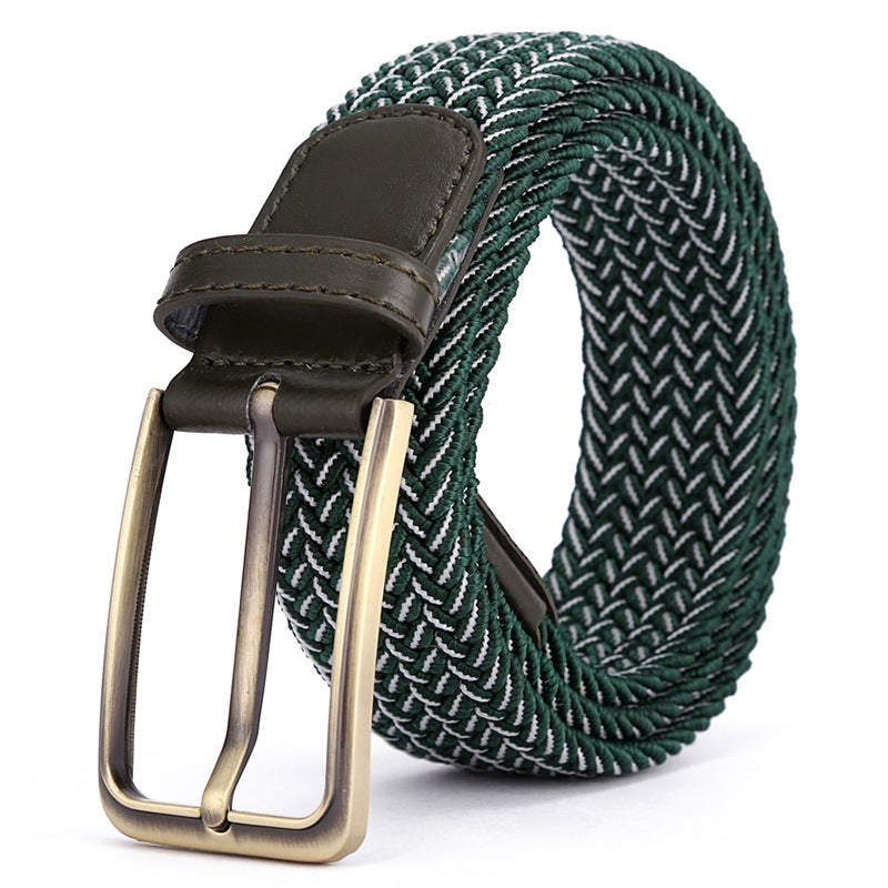 Unisex Elastic Woven Belt 39 Colors Alloy Buckle A- 264 beige bordeaux green - Image 4