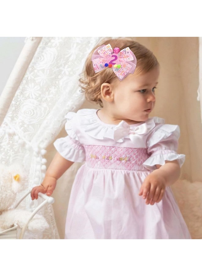 BBgifts مشبك شعر وردي لعيد ميلاد البنات الصغيرات 2 3 4 5 6 سنوات زينة تول رذاذ حلوى آيس كريم لحفلة عيد الميلاد الثانية، - Image 2