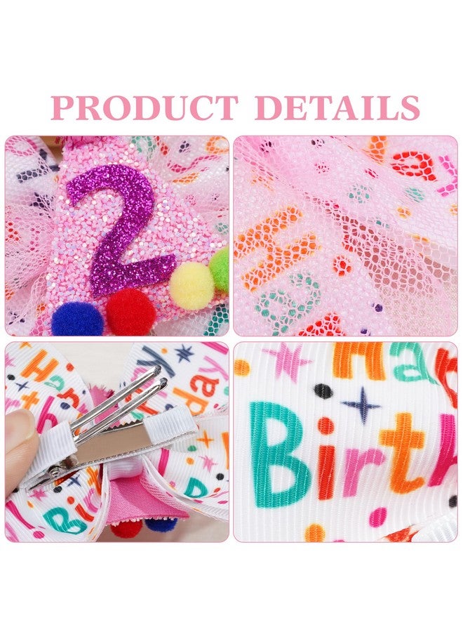 BBgifts مشبك شعر وردي لعيد ميلاد البنات الصغيرات 2 3 4 5 6 سنوات زينة تول رذاذ حلوى آيس كريم لحفلة عيد الميلاد الثانية، - Image 3