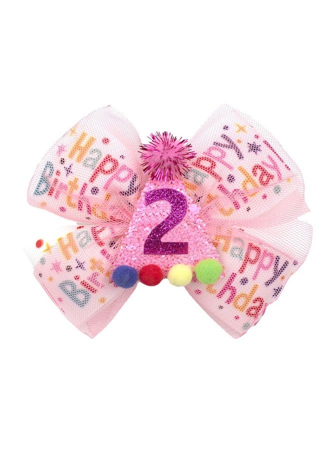 BBgifts مشبك شعر وردي لعيد ميلاد البنات الصغيرات 2 3 4 5 6 سنوات زينة تول رذاذ حلوى آيس كريم لحفلة عيد الميلاد الثانية، - Image 1