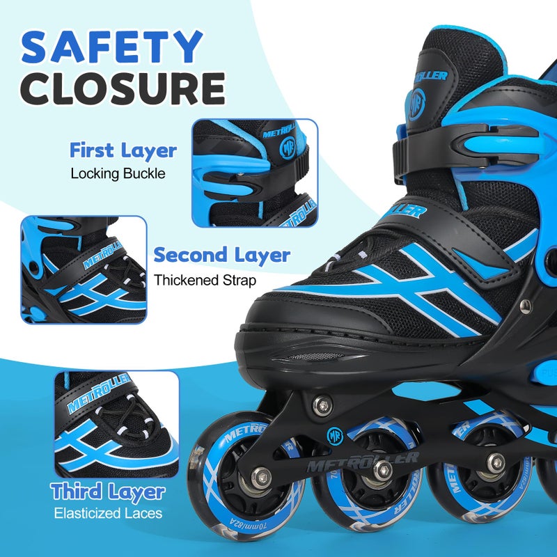METROLLER Inline Skates for Girls Boys Ages 5-8 8-12 Adjustable Illuminating Wheels Inline Roller Skates for Youth Kids Outdoor Blades - Image 5