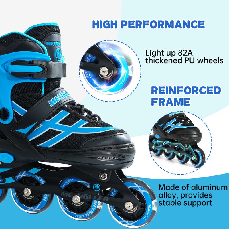 METROLLER Inline Skates for Girls Boys Ages 5-8 8-12 Adjustable Illuminating Wheels Inline Roller Skates for Youth Kids Outdoor Blades - Image 4