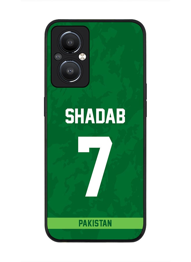 Stylizedd Rugged Black Edge Case for Reno8 Z 5G / Reno8 Lite 5G / Reno7 Z 5G, Slim fit Case Flexible thin Cover - Player Name - Shadab Khan, Jersey Number- 7  - Image 1