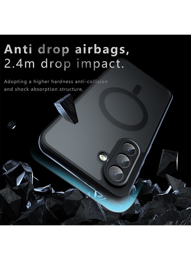 Beauenty Magnetic Case for Samsung Galaxy A56 5G, Frosted Translucent Back Protective Slim Phone Cover, Anti-Fingerprints, Anti-Fall Drop Protection, Shockproof Case for Samsung Galaxy A56 5G (Black) - Image 2