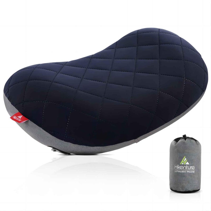 HIKENTURE Hikenture Inflatable Pillow for Camping Washable Backpacking Pillow for Sleeping Ultralight Blow Up Pillows with Removable Cover PortableCompact Hiking Pillow for Beach Travel OutdoorBlue 