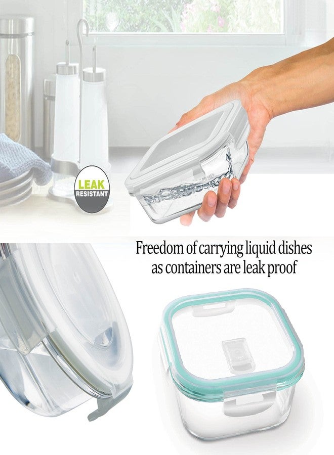 Treo by Milton All Fresh Square Glass Tiffin Containers With Insulated Jacket, 3 Containers, 320 ml Each, Grey | Microwave Safe | Ovensafe | Stackable | Leak Proof | Office | School | College | Picnic - Image 4