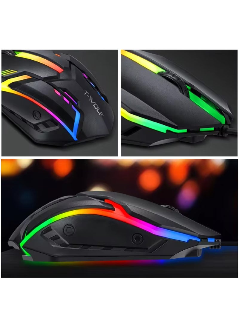 T-WOLF - 5in1 Gaming Keyboard Whit Mouse pad Mouse Gaming Headset Wired Led Rgb Backlight Bundle For Pc Gamers And Xbox and PS4 TF850 - Image 1