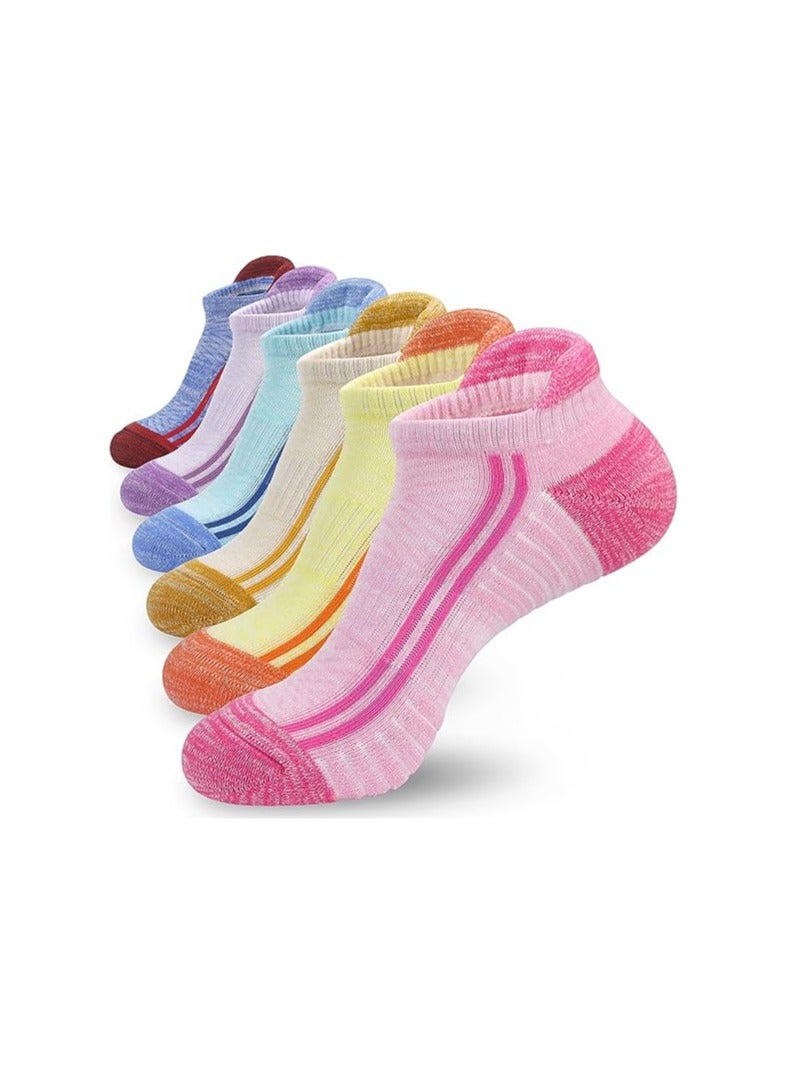 SYOSI Womens Running Socks, Cushioned Sports Walking Socks for Womens, Cotton Trainer Socks 4-7 Ladies Casual Nonslip Ankle Athletic Socks, Double Ventilation Meshes for High-Intensity Sports(6 Pairs) - Image 1