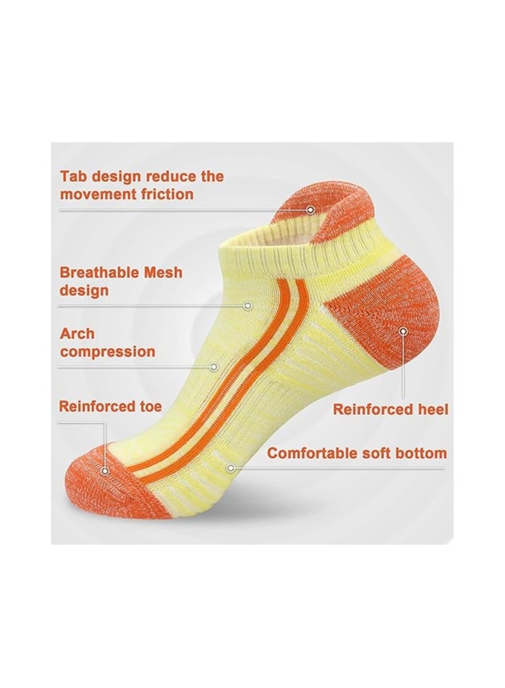 SYOSI Womens Running Socks, Cushioned Sports Walking Socks for Womens, Cotton Trainer Socks 4-7 Ladies Casual Nonslip Ankle Athletic Socks, Double Ventilation Meshes for High-Intensity Sports(6 Pairs) - Image 4