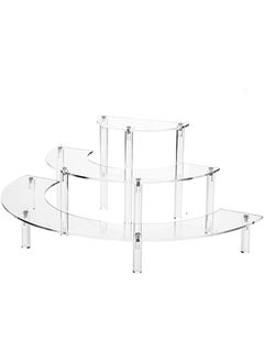 The Bros Acrylic Risers Display Stand, 3 Tier Clear Acrylic Cupcake Stand for Pop Figure, Half Moon Dessert Stand for Display Collections (1 Pack)  - Image 1