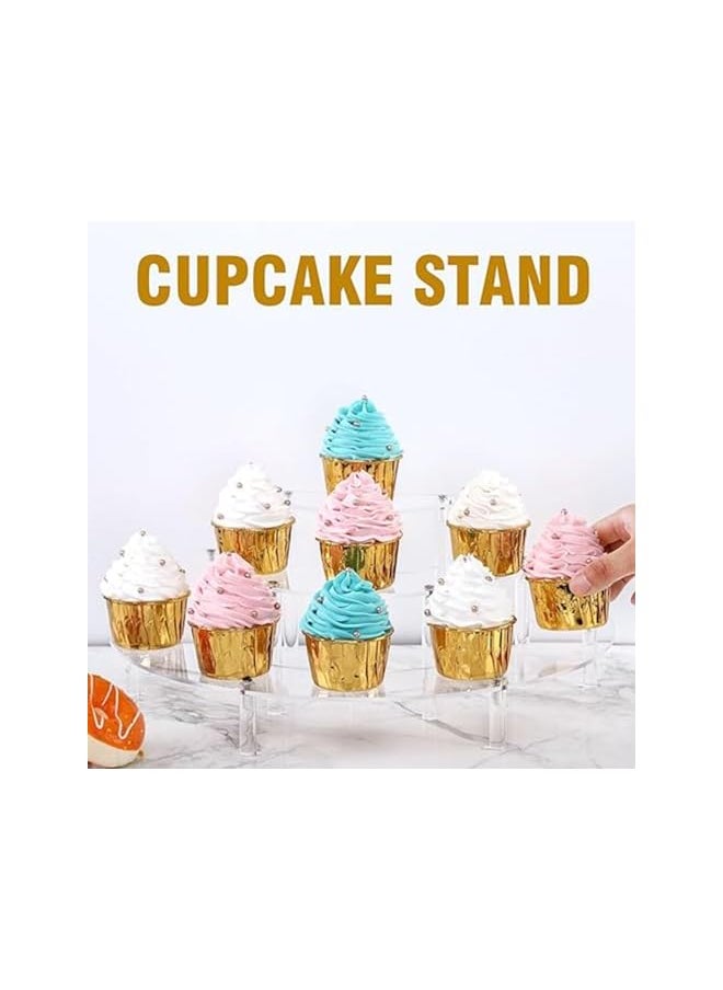 The Bros Acrylic Risers Display Stand, 3 Tier Clear Acrylic Cupcake Stand for Pop Figure, Half Moon Dessert Stand for Display Collections (1 Pack)  - Image 5