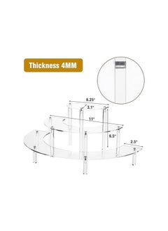 The Bros Acrylic Risers Display Stand, 3 Tier Clear Acrylic Cupcake Stand for Pop Figure, Half Moon Dessert Stand for Display Collections (1 Pack)  - Image 3