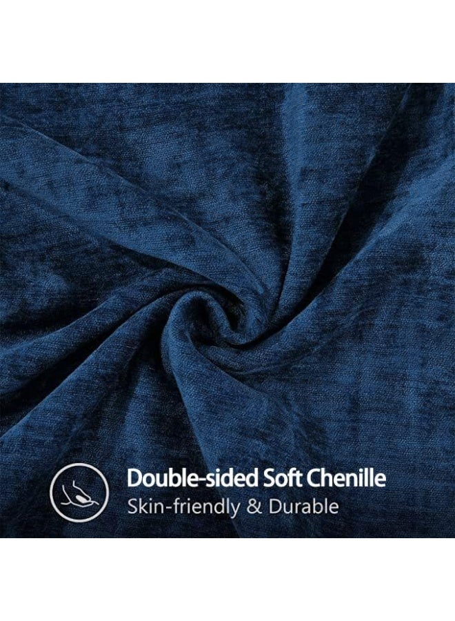2 Packs Cushion Cover Blue Summer Throw Pillow Covers Chenille Decoration Pillow Case for Couch Sofa Bed Home Decor 45x45CM - Image 3