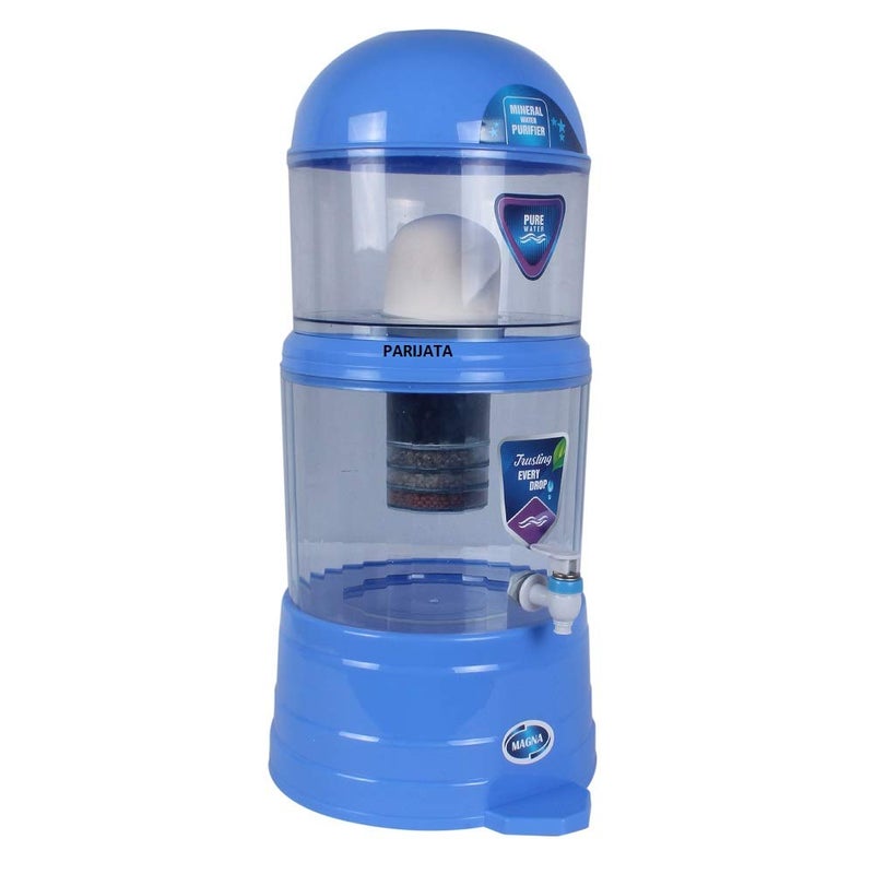 Parijata 16Litre NonElectric Gravity Water Purifier with Ceramic Candle Carbon Mineral Filters Portable Fine Filtration for Low TDS Water Blue - Image 2