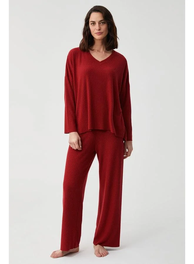 Soft-textured pajama set.