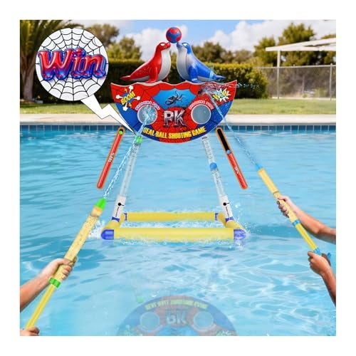 DX DA XIN Seal Ball Water Shooting Game for Kids Water Floating Shooting Target with 2 Blaster Squirt GunsBeach Party Outdoor Pool Summer Water Toys Gifts for 3 4 5 6 7 8 9 Years Old Boy Girls - Image 1