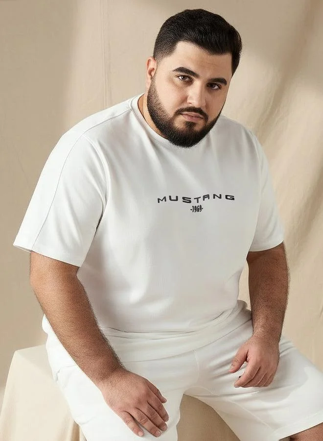 ماكسيم Men Regular Fit Round Neck Short Sleeve Mustang Ford Print T shirt