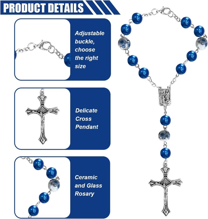 Smilfuy 2PCS Car Rosary with Blue Ceramic Beads - Image 3