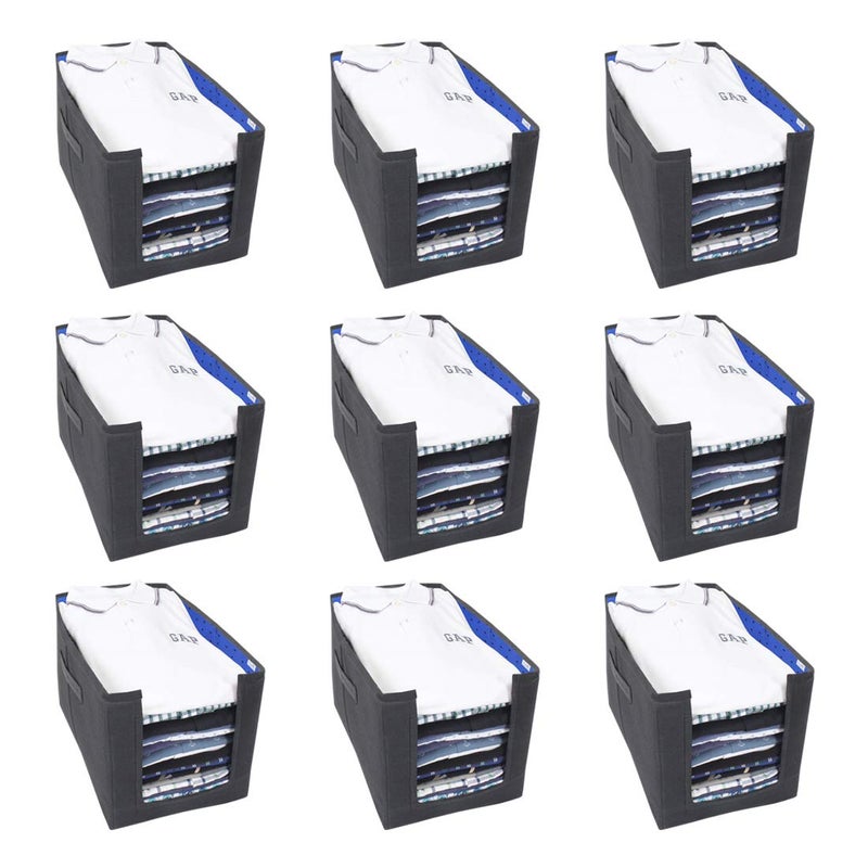 PrettyKrafts PrettyKrafts 9 Pcs Non Woven Shirt StackerCloth Organizer for StorageCloset Wardrobe Organizer for StorageFoldable Shirt Organizer Cloth Storage Box Blue 26x40x26 cm  - Image 1