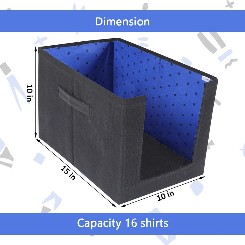 PrettyKrafts PrettyKrafts 9 Pcs Non Woven Shirt StackerCloth Organizer for StorageCloset Wardrobe Organizer for StorageFoldable Shirt Organizer Cloth Storage Box Blue 26x40x26 cm  - Image 5