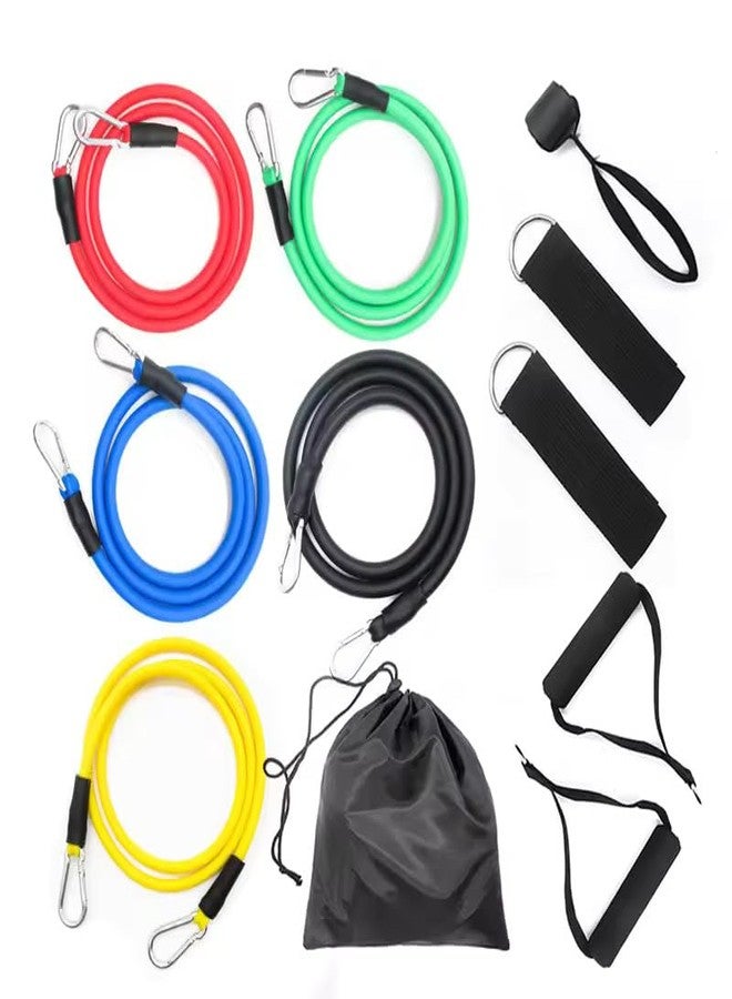 VIULVUK Home Gym Workout Kit for Women | 11-Piece Resistance Band for Men | Rubber Fitness Bands with Toning Tubes, Ankle Straps, Door Anchor, Handles & Carry Bag for Full Body Exercise & Stretching - Image 1