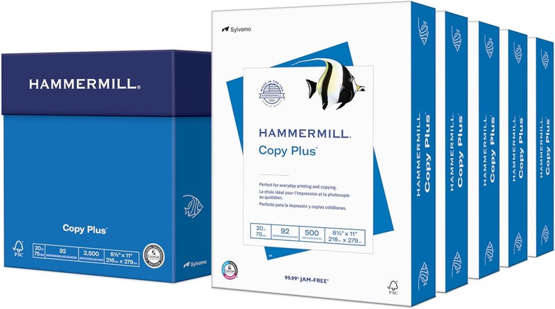 Hammermill Printer Paper, 20 lb Copy Plus, 8.5 x 11-5 Ream (2,500 Sheets) - 92 Bright - Image 1