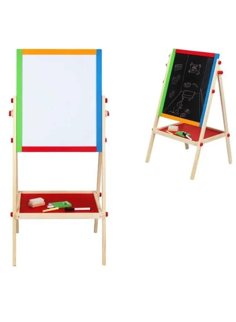 Raxoom Children's Drawing Board [36 x 60 cm] Double-Sided Magnetic Drawing Board Lifting Easel Children's Small Blackboard Solid Wood Writing Board - Image 1