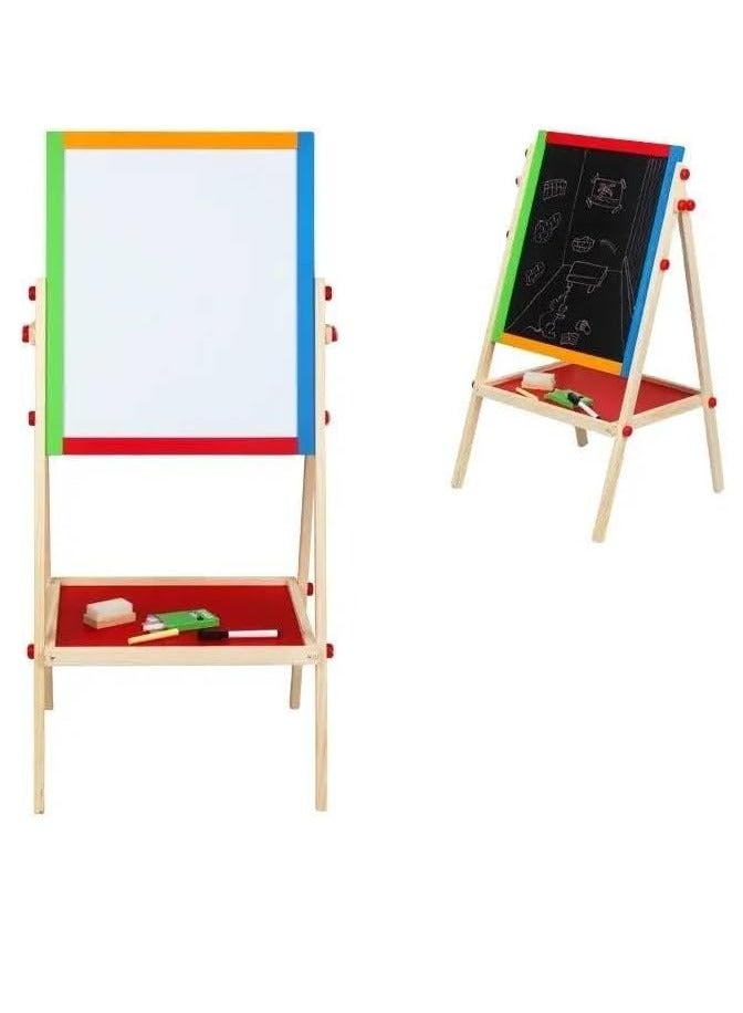 Raxoom Children's Drawing Board [36 x 60 cm] Double-Sided Magnetic Drawing Board Lifting Easel Children's Small Blackboard Solid Wood Writing Board - Image 2