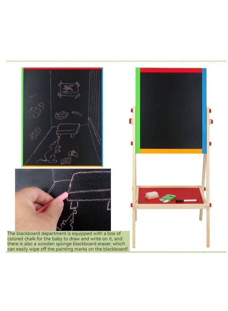 Raxoom Children's Drawing Board [36 x 60 cm] Double-Sided Magnetic Drawing Board Lifting Easel Children's Small Blackboard Solid Wood Writing Board - Image 3