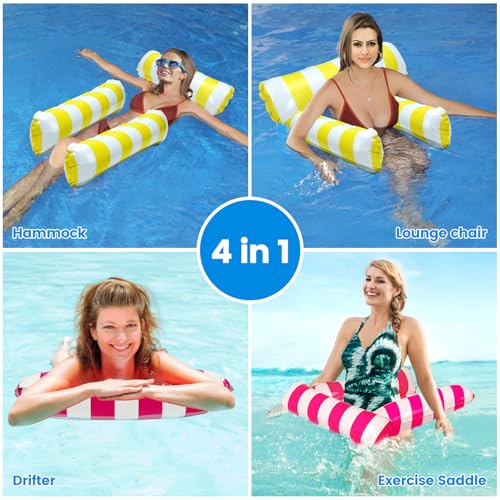 TIWISSES 2 Pack Inflatable Pool Floats 4-in-1 Pool Hammock with Bottom Mesh 3 Tubes Inflatable Hammock for Adults,Portable Floating Chair Bed for Travel, Swimming Pool Hot Tub - Image 4