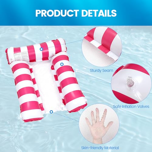 TIWISSES 2 Pack Inflatable Pool Floats 4-in-1 Pool Hammock with Bottom Mesh 3 Tubes Inflatable Hammock for Adults,Portable Floating Chair Bed for Travel, Swimming Pool Hot Tub - Image 3