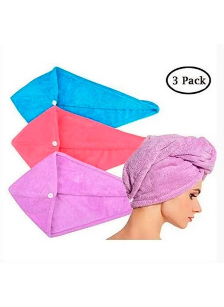 HOPESHINE - Microfiber Hair Drying Towel Pack Of 3 Multicolour 63x24cm - Image 1