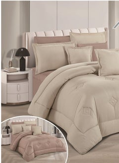 SMART HOME Double-sided comforter set, 8-piece duvet cover, 6-piece microfiber filling, 100% duvet, 230 x 250 cm  - Image 2