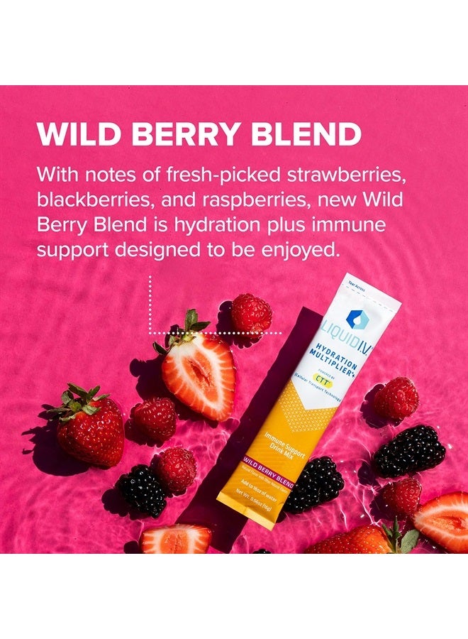 Liquid I.V. ® مضاعف الترطيب® + دعم المناعة - توت بري - عبوات مسحوق الترطيب | خليط مشروب مسحوق الإلكتروليت | أعواد فردية مريحة | غير معدلة وراثيًا | 1 عبوة (14 حصة) - Image 3