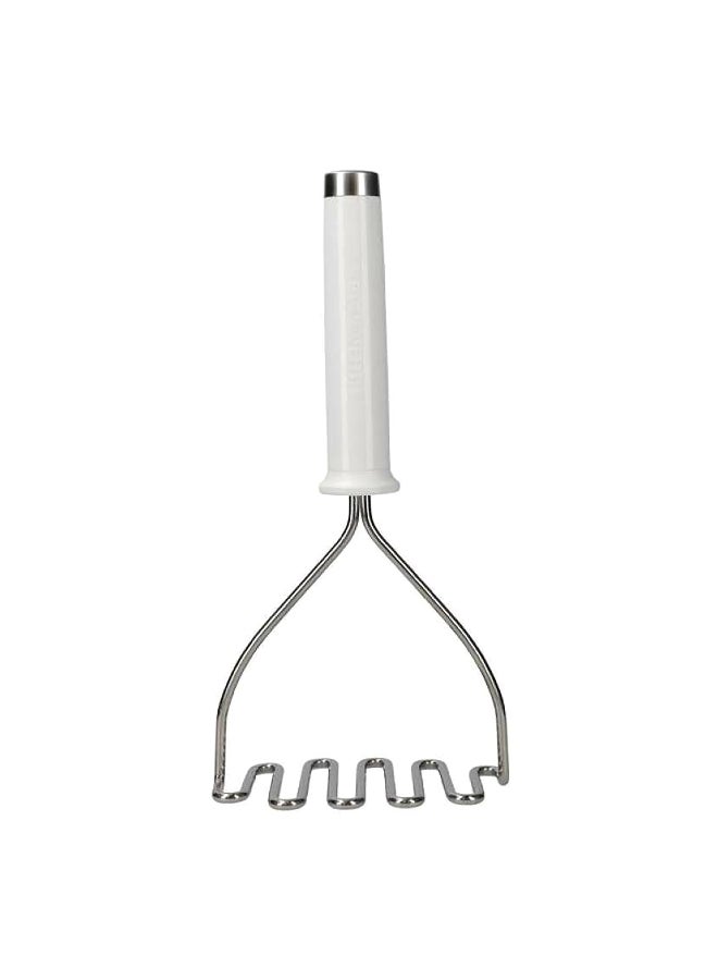 KitchenAid Ergonomic Handle Dishwasher Safe Stainless Steel Classic Wire Masher Silver and White 7.8 x 12.4 x 25.7 cm KCG008OHWHE - Image 1