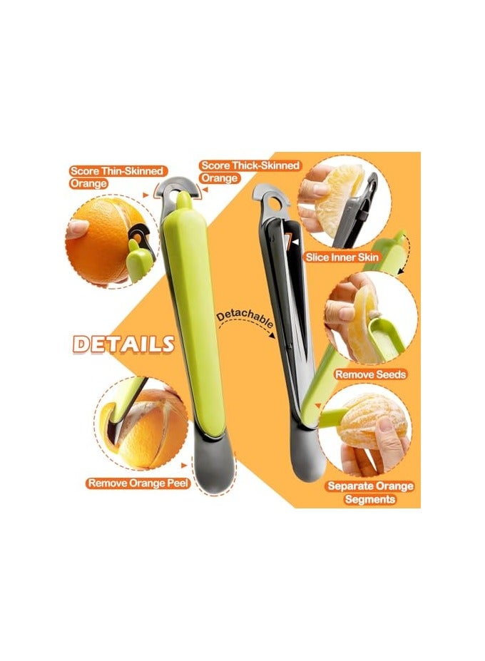 erorex ALMEKAQUZ Orange Peeler, Easy To Peel Orange Citrus Peeler Tool, Plastic Orange Orange Slicer Cutter, Creative Kitchen Orange Peeler Gadget (Set of 2, Green and Yellow) - Image 3