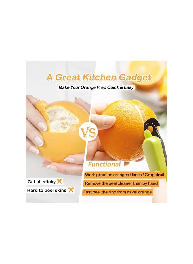 erorex ALMEKAQUZ Orange Peeler, Easy To Peel Orange Citrus Peeler Tool, Plastic Orange Orange Slicer Cutter, Creative Kitchen Orange Peeler Gadget (Set of 2, Green and Yellow) - Image 4